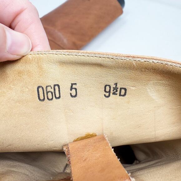 Vintage HipOppoTamus Cognac Brown Leather Mid Calf Boots Men's Size 9.5 Pull On - Picture 9 of 10